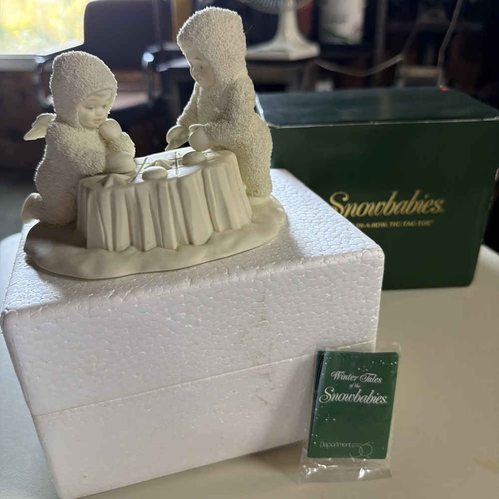 Vintage Snowbabies Dept 56 "Stars In-A-Row Tic-Tac-Toe" Bisque Porcelain